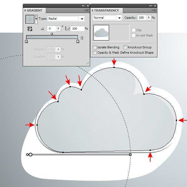 AI绘制玻璃质感云图标 脚本之家 AI实例教程 glass cloud 23