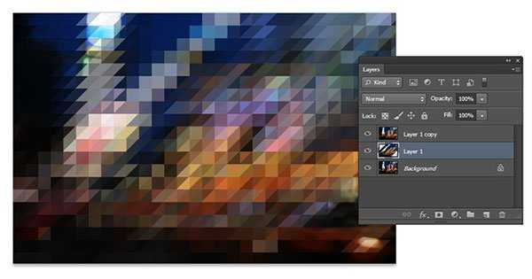 ‘photoshop利用滤镜及变形工具制作绚丽的小三角像素背景‘