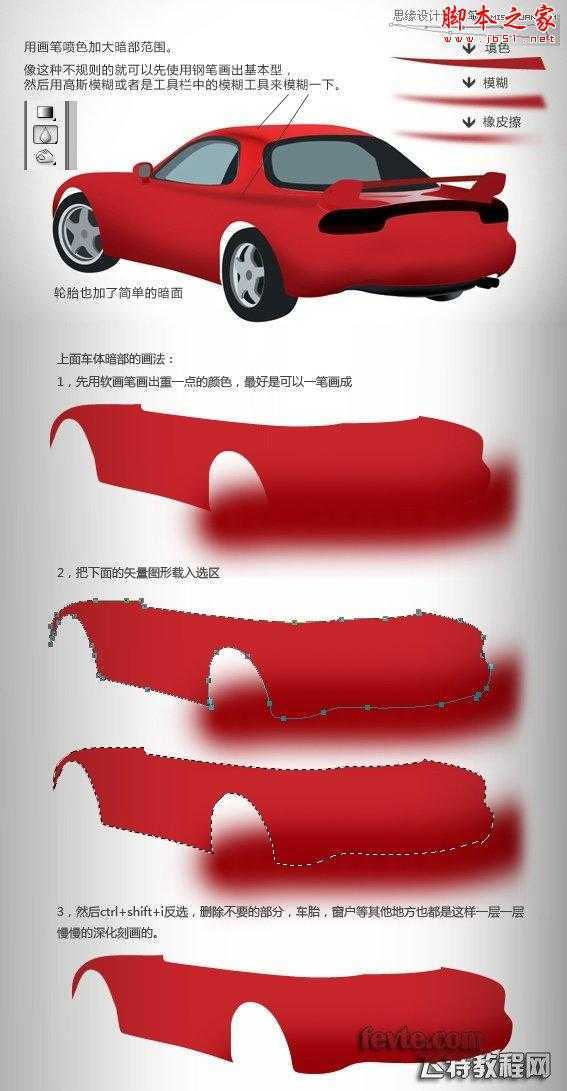 ‘Photoshop鼠绘立体效果的红色跑车‘