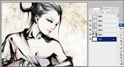 Photoshop CS3 打造水墨风格美女