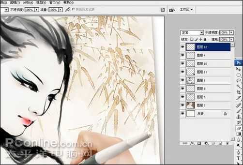 Photoshop CS3 打造水墨风格美女