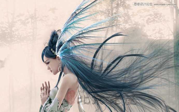 ‘Photoshop合成丛林中梦幻CG美女‘