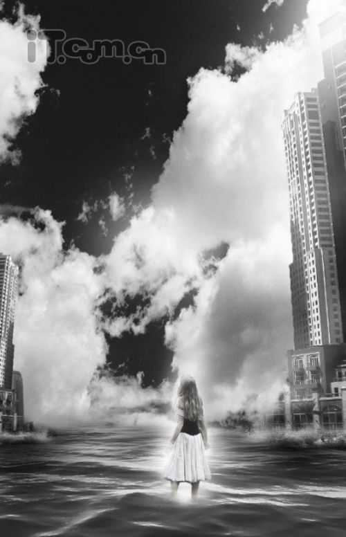 ‘Photoshop合成制作荒寂无人的末日水城教程‘