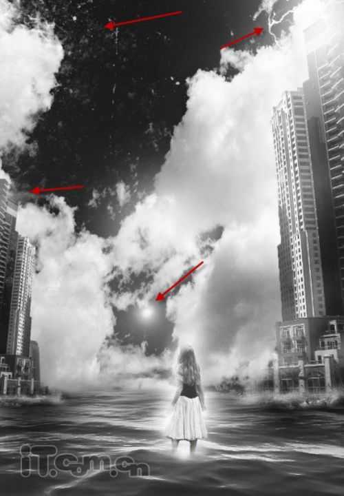 ‘Photoshop合成制作荒寂无人的末日水城教程‘