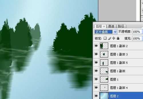 ‘photoshop绘制出桂林山水甲天下水墨风格图画效果‘