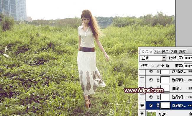 ‘Photoshop将外景人物图片调成柔和的暖黄色‘