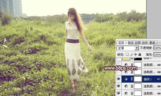 ‘Photoshop将外景人物图片调成柔和的暖黄色‘