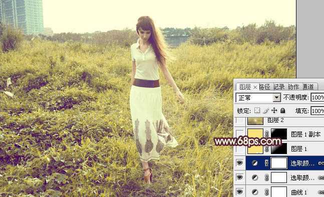 ‘Photoshop将外景人物图片调成柔和的暖黄色‘