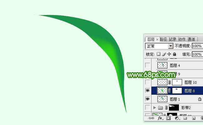 ‘Photoshop设计制作出非常飘逸的绿色绸缎‘