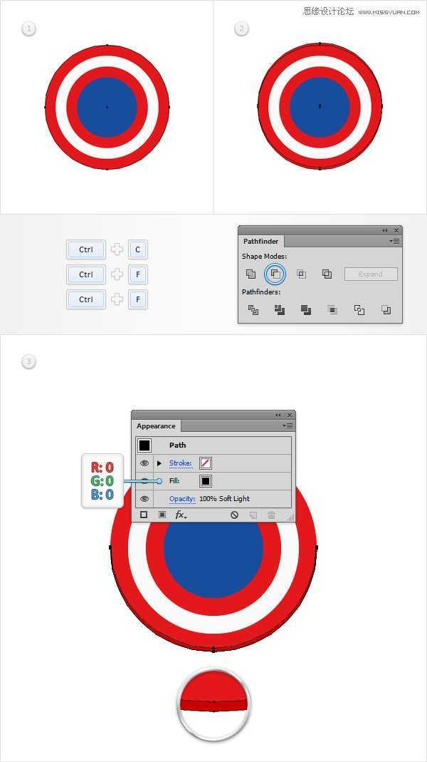 Illustrator绘制逼真的美国队长盾牌图标,