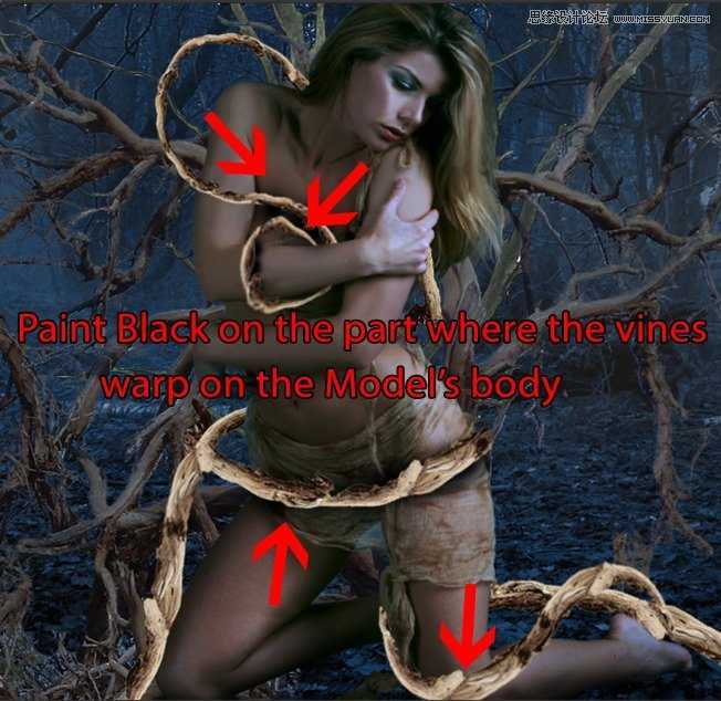 ‘Photoshop合成森林中被树妖围困的仙子‘