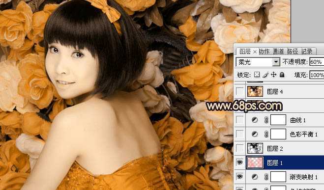 ‘Photoshop下将人物图片调出纯美的橙黄色‘