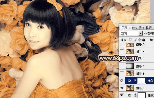 ‘Photoshop下将人物图片调出纯美的橙黄色‘