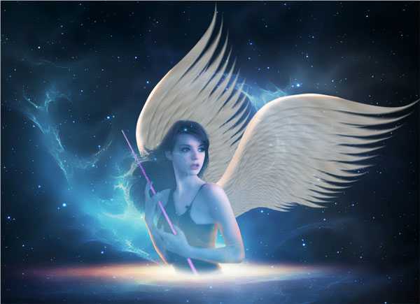 ‘PS合成制作梦幻太空时代的光天使的场景‘