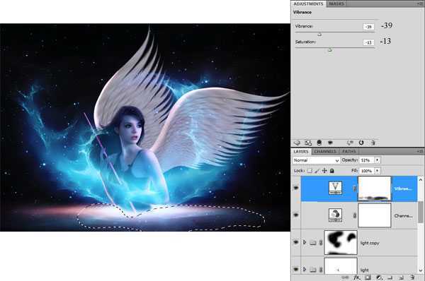 ‘PS合成制作梦幻太空时代的光天使的场景‘