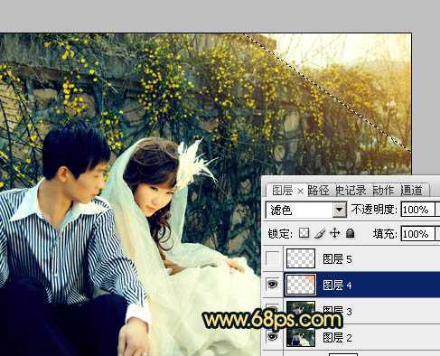 ‘Photoshop制作淡雅的青黄色外景婚片‘
