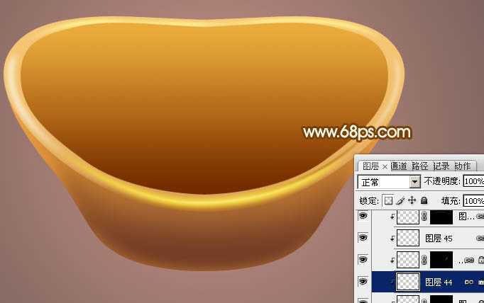 ‘Photoshop设计制作一个漂亮的金色元宝‘