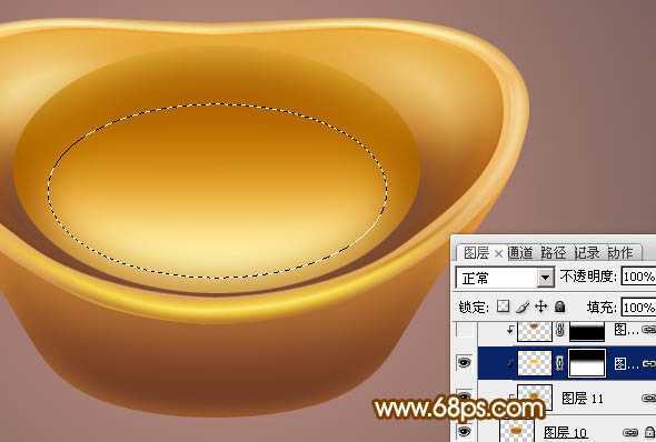 ‘Photoshop设计制作一个漂亮的金色元宝‘