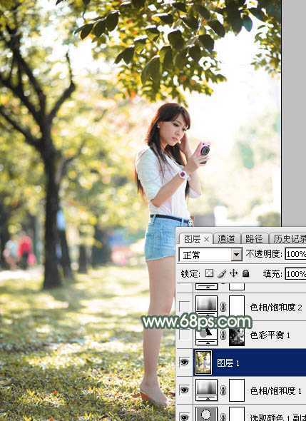 ‘Photoshop打造甜美的秋季暖褐色外景人物图片‘