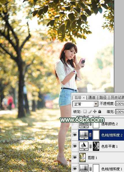 ‘Photoshop打造甜美的秋季暖褐色外景人物图片‘