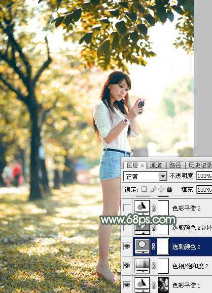 ‘Photoshop打造甜美的秋季暖褐色外景人物图片‘