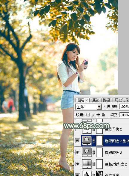 ‘Photoshop打造甜美的秋季暖褐色外景人物图片‘