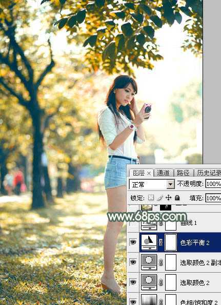 ‘Photoshop打造甜美的秋季暖褐色外景人物图片‘