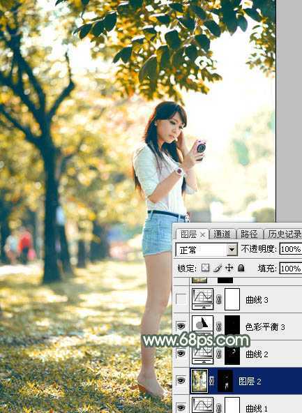 ‘Photoshop打造甜美的秋季暖褐色外景人物图片‘