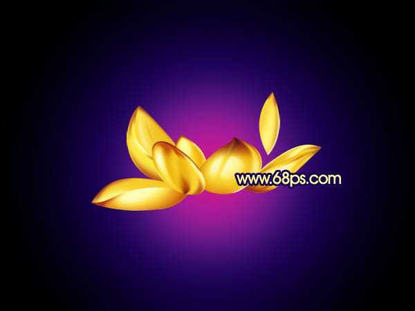 ‘Photoshop将制作出非常精致有质感的黄金色莲花‘