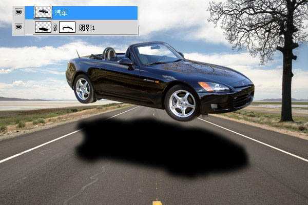 ‘photoshop合成乡间马路上炫酷的跑车效果‘