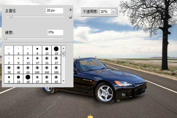 ‘photoshop合成乡间马路上炫酷的跑车效果‘