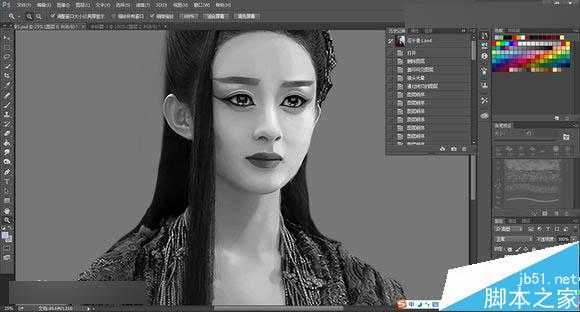 ‘Photoshop把花千骨照片转唯美的流泪手绘效果‘