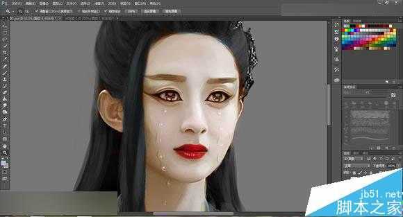 ‘Photoshop把花千骨照片转唯美的流泪手绘效果‘