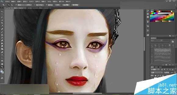 ‘Photoshop把花千骨照片转唯美的流泪手绘效果‘