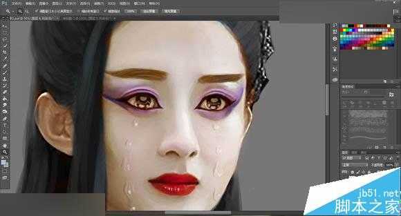 ‘Photoshop把花千骨照片转唯美的流泪手绘效果‘