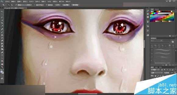 ‘Photoshop把花千骨照片转唯美的流泪手绘效果‘