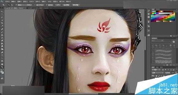 ‘Photoshop把花千骨照片转唯美的流泪手绘效果‘