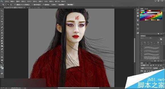 ‘Photoshop把花千骨照片转唯美的流泪手绘效果‘