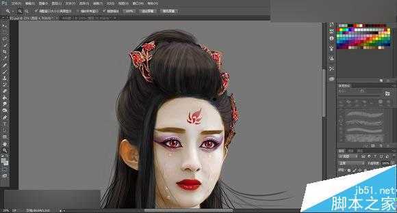 ‘Photoshop把花千骨照片转唯美的流泪手绘效果‘