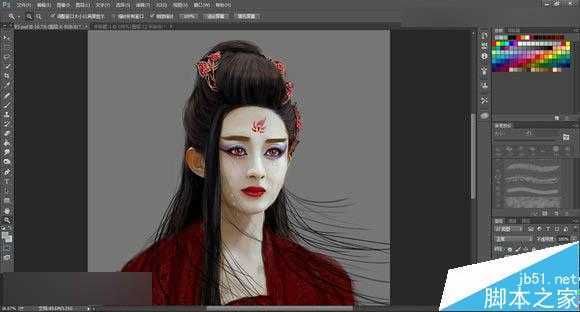 ‘Photoshop把花千骨照片转唯美的流泪手绘效果‘