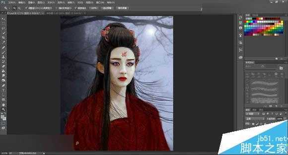 ‘Photoshop把花千骨照片转唯美的流泪手绘效果‘