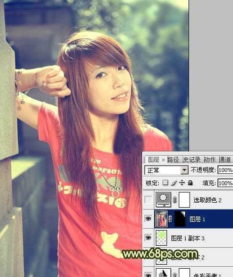 ‘Photoshop将外景人物图片调成灿烂的夏季色‘