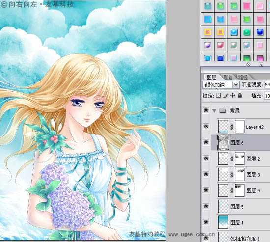 ‘photoshop鼠绘清爽的卡通美女插画效果‘