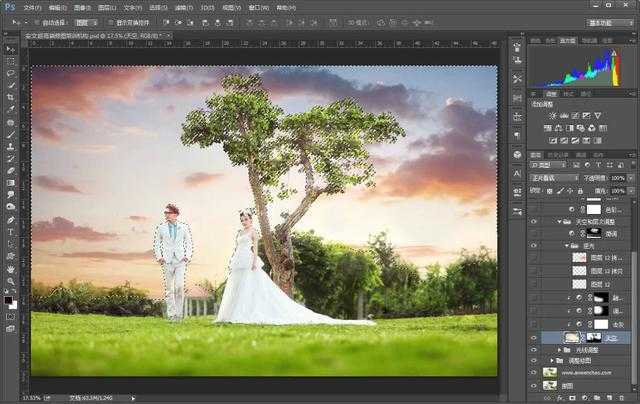 ‘教你如何打造大气唯美的夕阳婚纱照后期修图‘