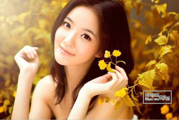 ‘Photoshop为外景美女照片增加唯美的橙黄色‘