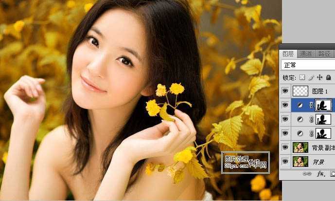 ‘Photoshop为外景美女照片增加唯美的橙黄色‘