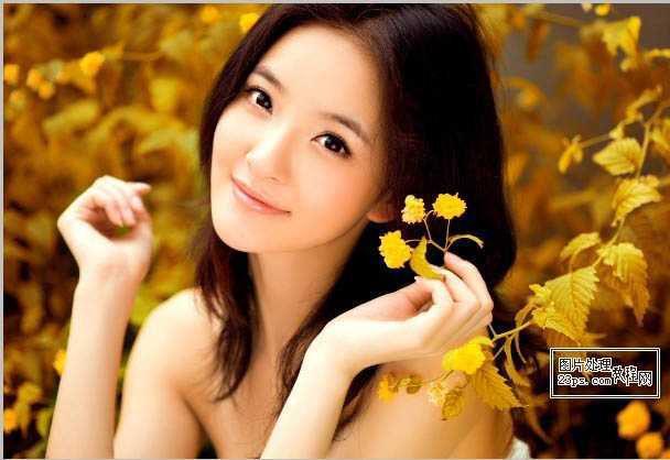 ‘Photoshop为外景美女照片增加唯美的橙黄色‘