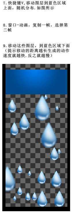 ‘Photoshop设计制作出可爱的浅蓝色雨滴下落GIF动画效果‘