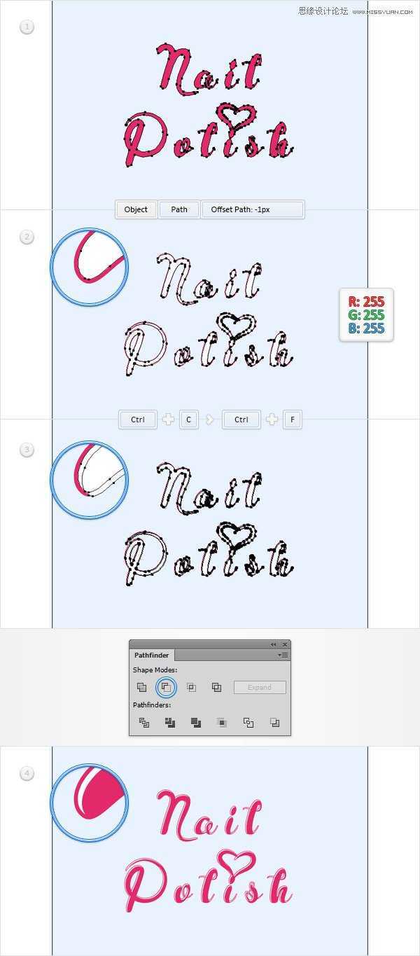 Illustrator制作神话般的指甲油文字效果,PS教程,思缘教程网