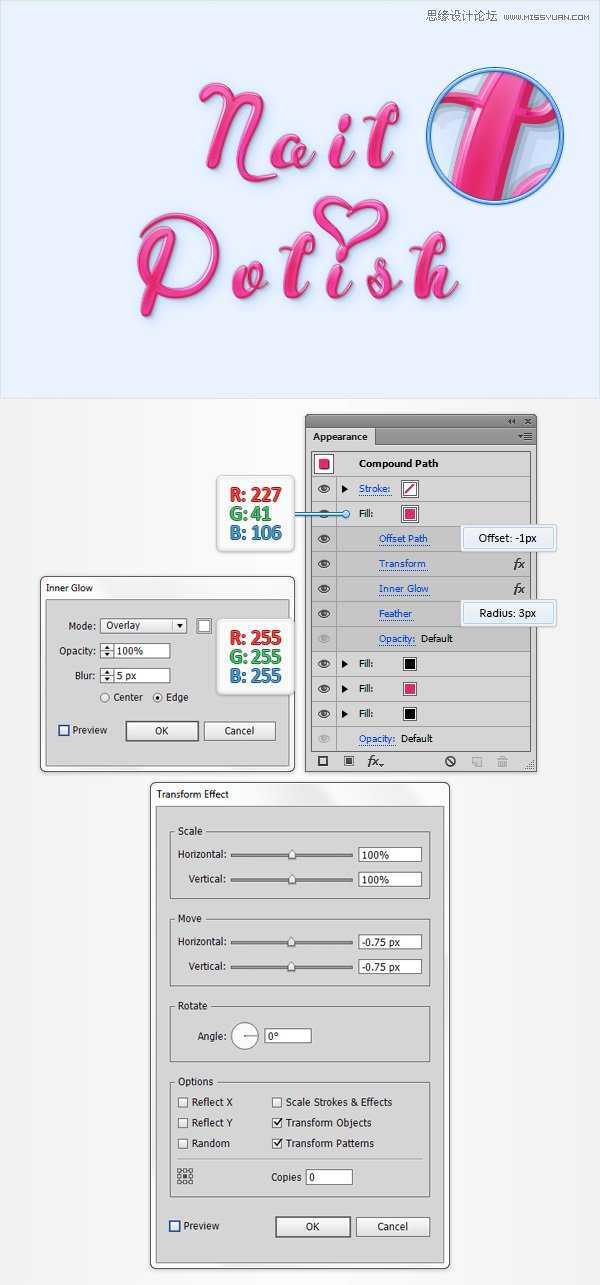 Illustrator制作神话般的指甲油文字效果,PS教程,思缘教程网